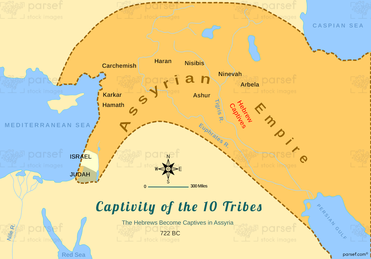 The Hebrews Become Captives in Assyria bible map