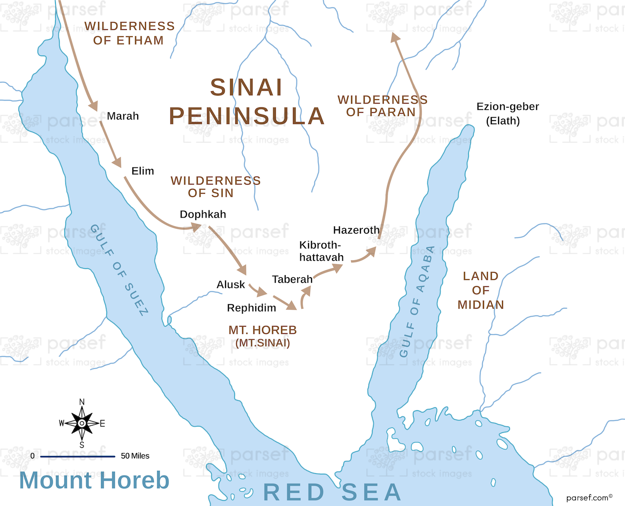 Exodus Mount Horeb Bible Map | Free Bible Maps