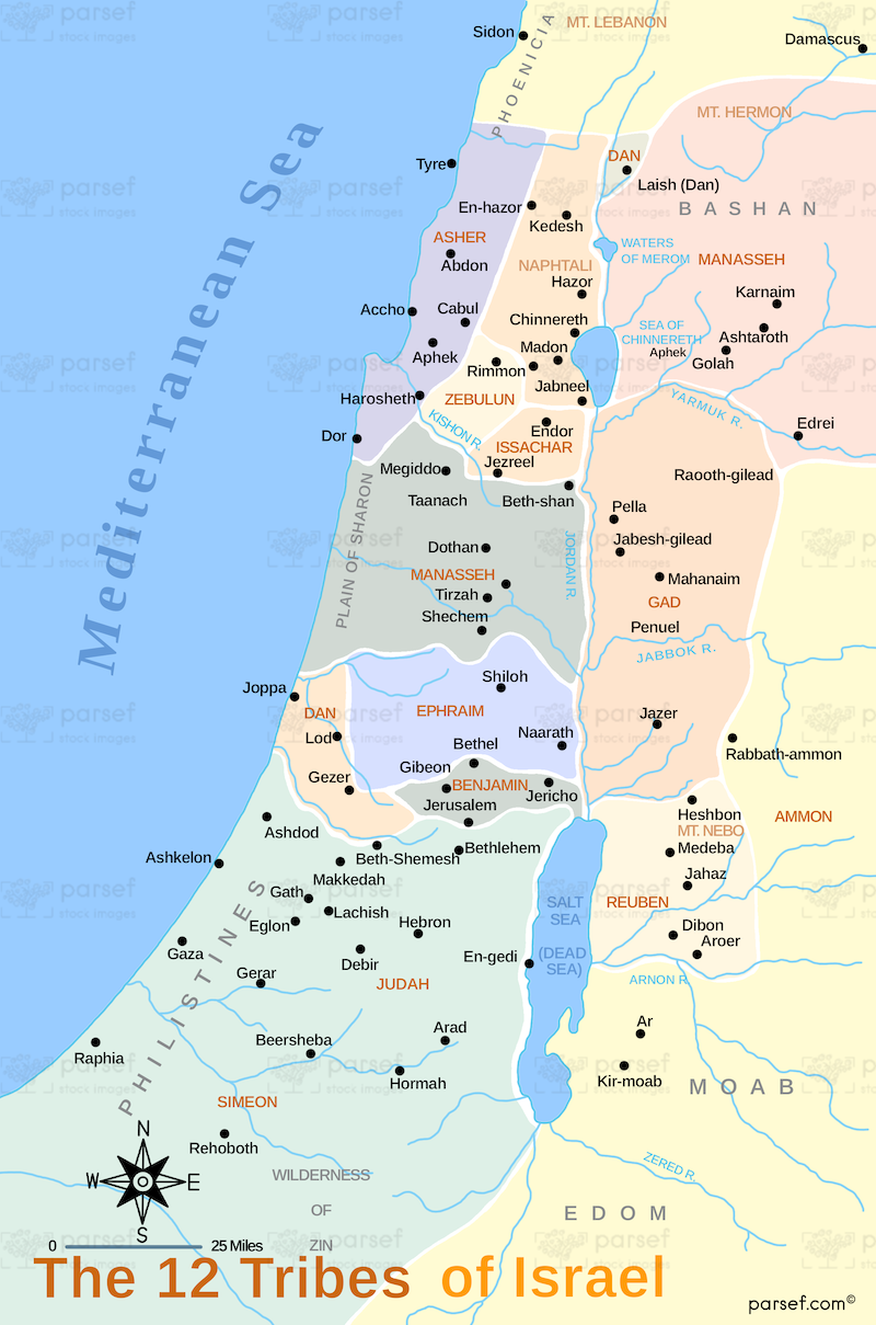 Twelve Tribes Of Israel Bible Map 